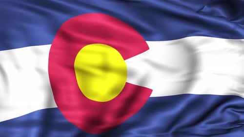 Realistic Colorado State Flag Waving Animation