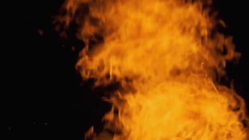 Flammenschübe. Hintergrund von Flames of Fire. Großes Lagerfeuer. Zeitlupe 240 Fps