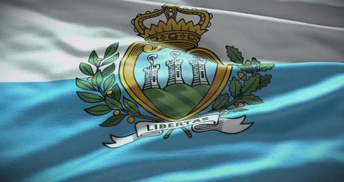 San Marino Flag Waving Realistic Seamless Loop Animation