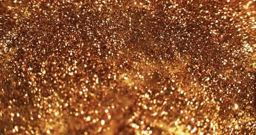 Glitter Ink Flow Golden Background Paint Spill