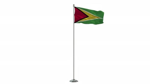 Guyana Looping Of The Waving flag Pole With Alpha