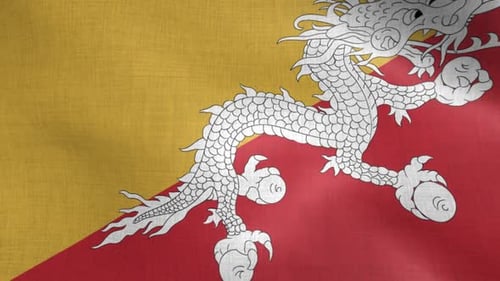 Bhutan National Flag Waving Loop Background