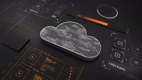 Cloud data transfer. Cloud computing technology and online data storage for business network concept