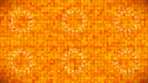 Dynamic Abstract Background with Geometric Orange Tiles and Circles