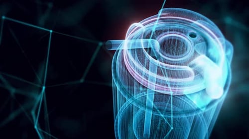 Big Plastic Gulper Cup Hologram Close Up 4k