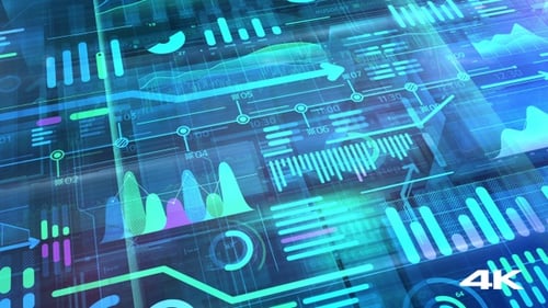 Futuristic Digital Business Interface with Data Visualizations