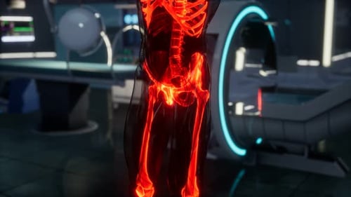 Futuristic Human Skeleton Medical X-Ray Scan Animation