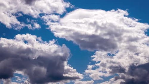 White Clouds Timelapse, Soft White Clouds in the Blue Sky