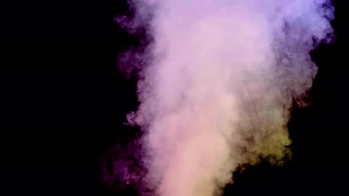 Colorful Smoke Plume Rising on Black Background