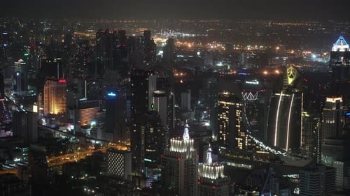 Night City with Skyscrapers. Corporate Buildings and Financial Business Centers