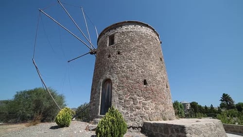 Stone Windmill Tower on a Sunny Day