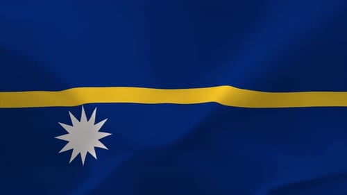 Realistic Nauru National Flag Waving in Seamless Loop