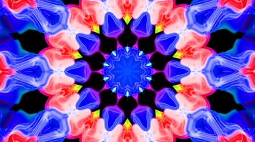 Abstraktes Kaleidoskopmuster mit roten Farben. Magisches Mandala. 4k