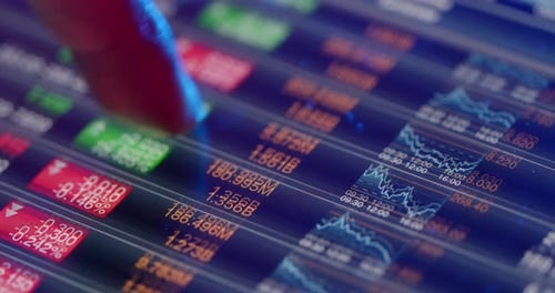 Display showing the stock market recession