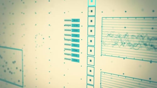 Advanced futuristic graphic interface. Sisplays abstract diagrams and charts.
