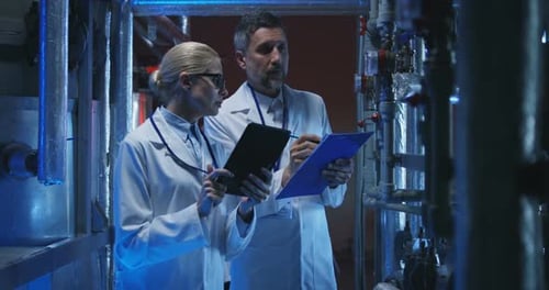 Scientists Checking Pressure Gauge