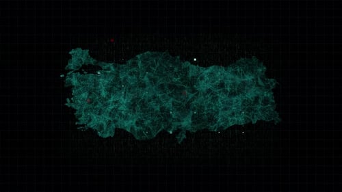Futuristic Digital Map of Turkey Plexus Network Animation
