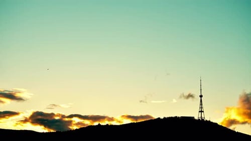 Time Lapse Of Tv Tower On Hill In Capital Tbilisi, Georgia