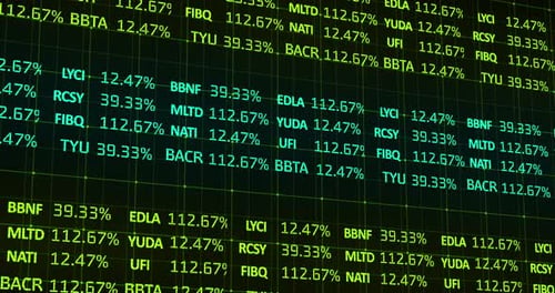 Stock market data processing against black background