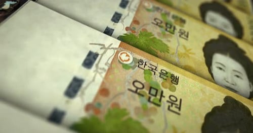 South Korea Won money banknote surface loop