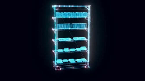 Market Shelf Snacks Hologram Rotating 4k