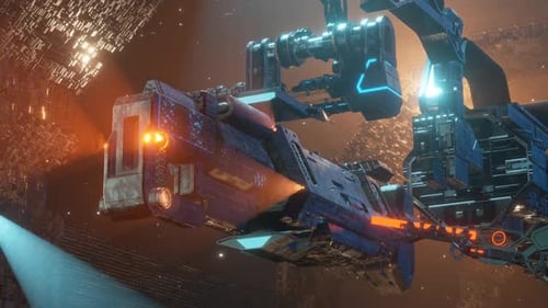 Futuristic technology space tunnel, sci-fi corridor. Futuristic technology