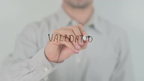 Writing the word VALIDATION on Transparent Surface