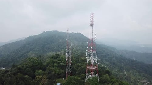 Telecommunication tower at hill.