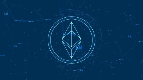 Animated Ethereum Symbol with Digital Network Background Loop
