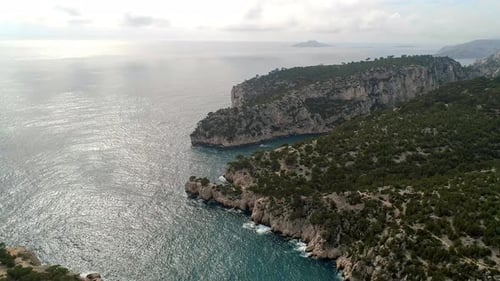 Drone footage of calanque in Cassis, south of France