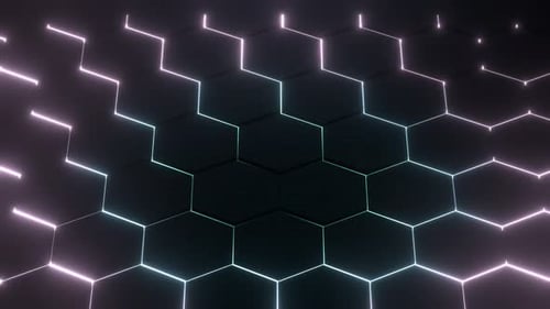 Dynamic Neon Hexagonal Grid Wave Background