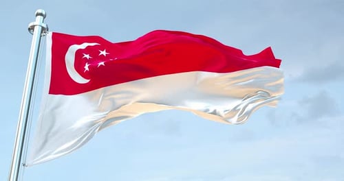 Singapore Flag Waving in Realistic Slow Motion