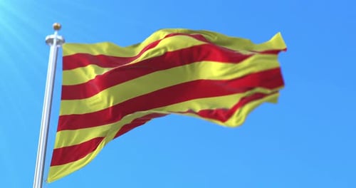 Realistic Waving Red and Yellow Striped Flag Animation