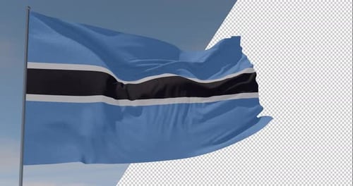 Realistic Botswana National Flag Waving Animation
