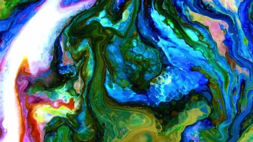 Swirling Colorful Liquid Ink Abstract Background