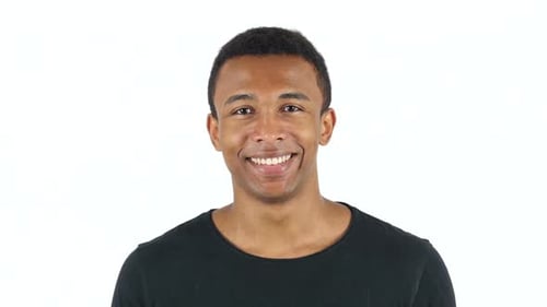Young Adult Man Smiling on White Background