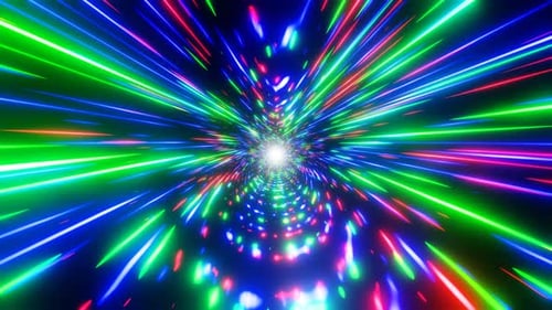 Colorful Futuristic Light Tunnel Warp Speed Background