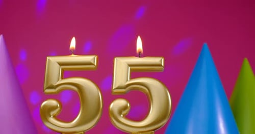 Golden Number 55 Candles at a Celebration