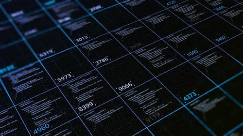 Table with computer code data