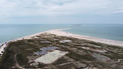 Fabulous Bird'seye View of the Long Spit in the Black Sea in Summer