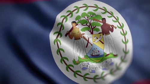 Waving Flag of Belize with National Coat of Arms Animation