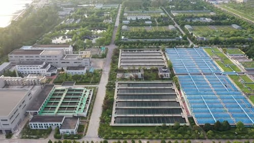 Sewage treatment plant in city