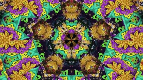 Vibrant Mardi Gras Kaleidoscope Pattern Loop