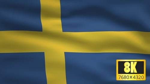 Waving Swedish Flag Realistic Animation