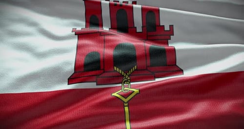 Waving Gibraltar Flag Animation for National Identity Projects
