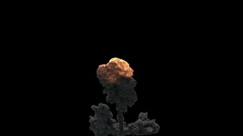 Realistic Fiery Explosion and Smoke Plume with Alpha Channel
