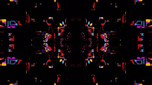 Animación en VJ Loop de un reluciente túnel de neón, caleidoscopio