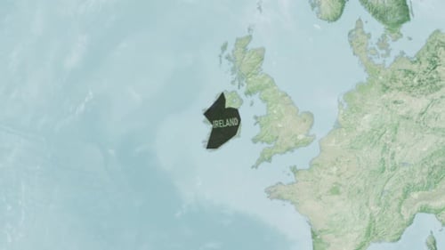 3D Earth Globe Zoom to Ireland Map Reveal