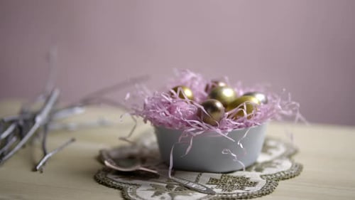 Beautiful Holiday Composition with Easter Eggs