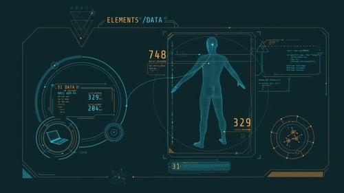Affiche animée abstraite avec exploration humaine 4K